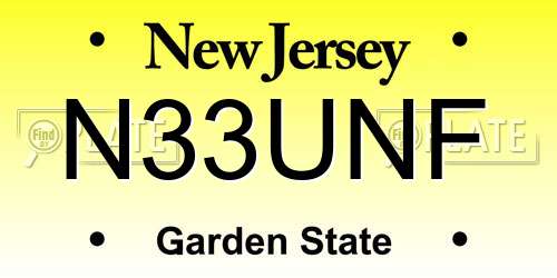 N33UNF New Jersey License Plate