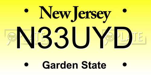 N33UYD New Jersey License Plate