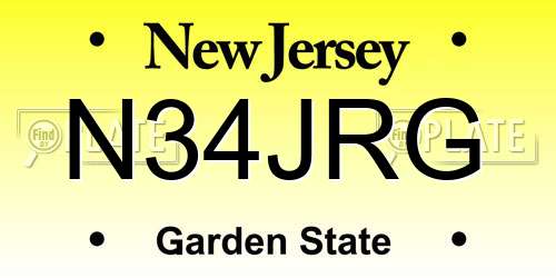 N34JRG New Jersey License Plate