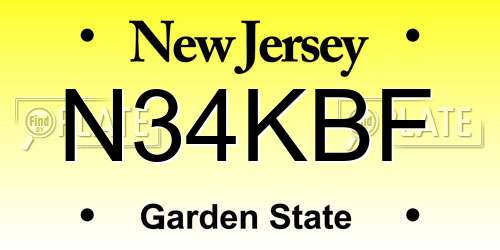 N34KBF New Jersey License Plate