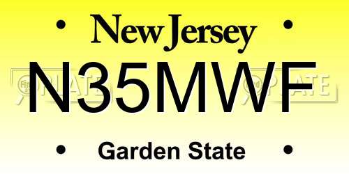N35MWF New Jersey License Plate