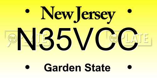 N35VCC New Jersey License Plate