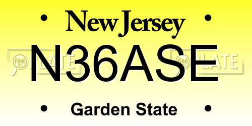 N36ASE New Jersey License Plate