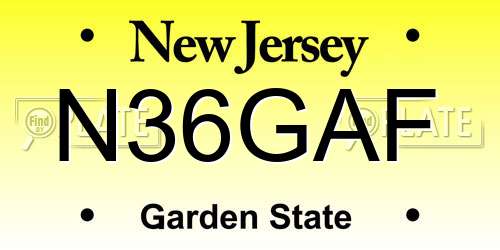 N36GAF New Jersey License Plate
