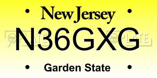 N36GXG New Jersey License Plate