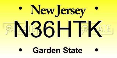 N36HTK New Jersey License Plate