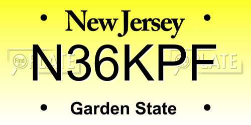 N36KPF New Jersey License Plate