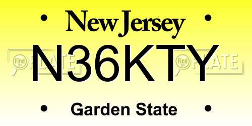 N36KTY New Jersey License Plate