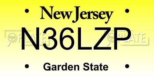 N36LZP New Jersey License Plate