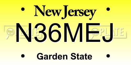 N36MEJ New Jersey License Plate