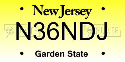 N36NDJ New Jersey License Plate