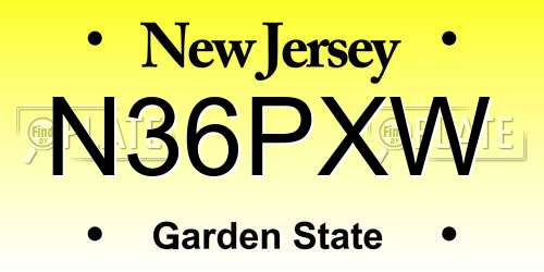N36PXW New Jersey License Plate