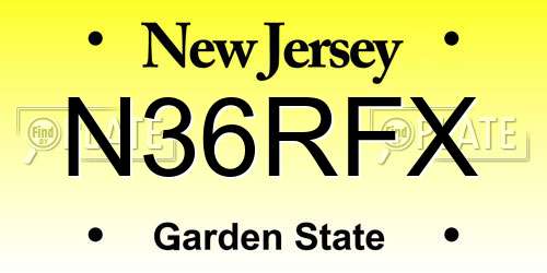 N36RFX New Jersey License Plate