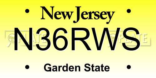 N36RWS New Jersey License Plate