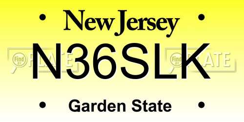 N36SLK New Jersey License Plate