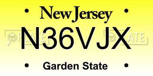N36VJX New Jersey License Plate