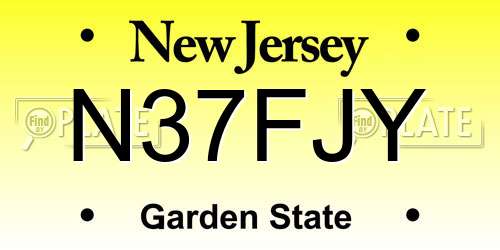N37FJY New Jersey License Plate