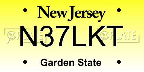 N37LKT New Jersey License Plate