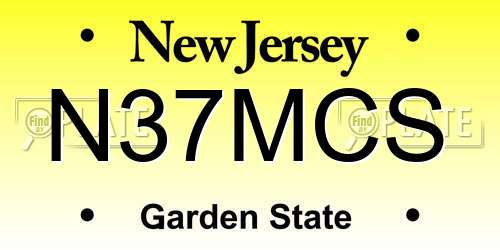 N37MCS New Jersey License Plate