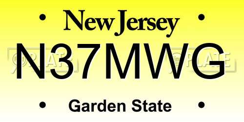 N37MWG New Jersey License Plate