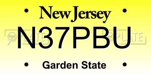 N37PBU New Jersey License Plate