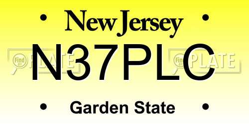 N37PLC New Jersey License Plate