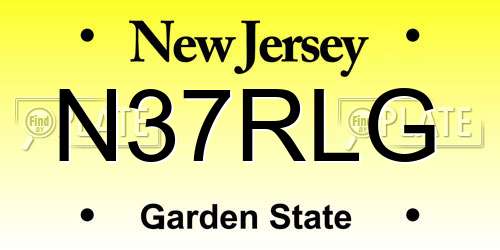 N37RLG New Jersey License Plate