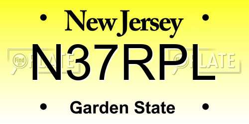 N37RPL New Jersey License Plate