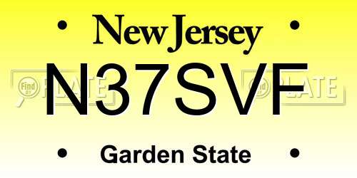 N37SVF New Jersey License Plate