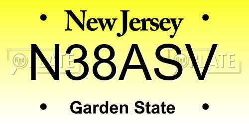 N38ASV New Jersey License Plate