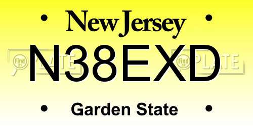 N38EXD New Jersey License Plate