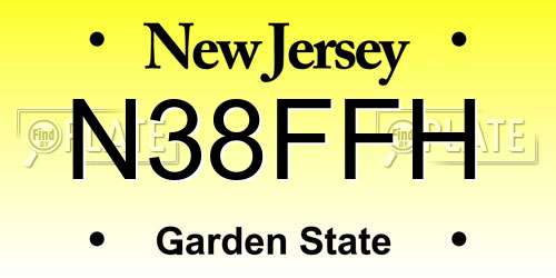 N38FFH New Jersey License Plate