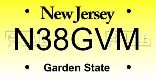 N38GVM New Jersey License Plate