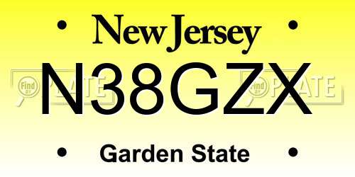 N38GZX New Jersey License Plate