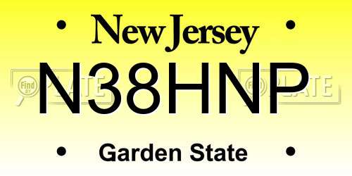 N38HNP New Jersey License Plate