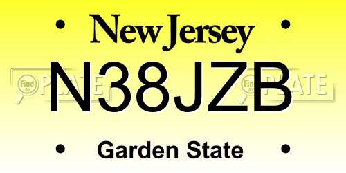 N38JZB New Jersey License Plate