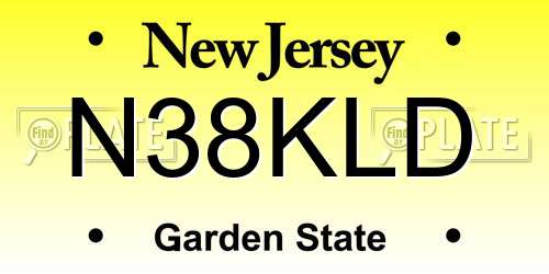 N38KLD New Jersey License Plate