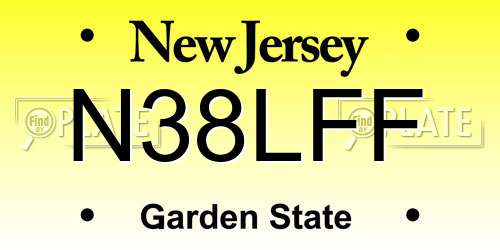 N38LFF New Jersey License Plate