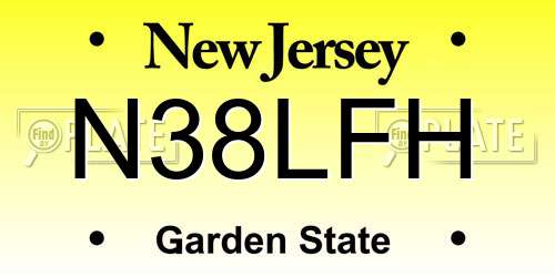 N38LFH New Jersey License Plate