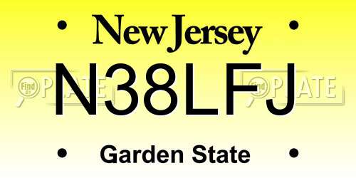 N38LFJ New Jersey License Plate