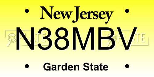N38MBV New Jersey License Plate