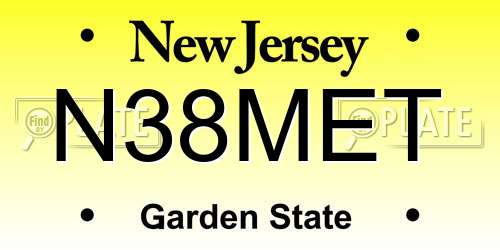 N38MET New Jersey License Plate