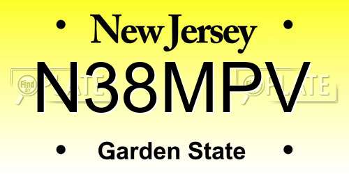 N38MPV New Jersey License Plate