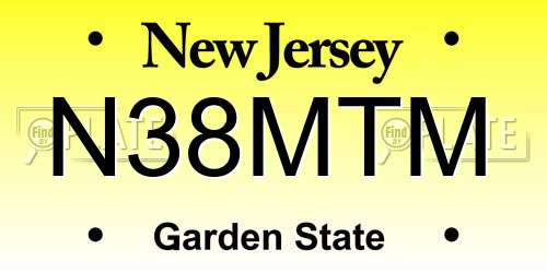 N38MTM New Jersey License Plate