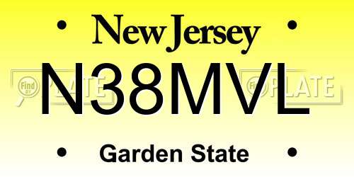 N38MVL New Jersey License Plate