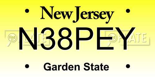 N38PEY New Jersey License Plate