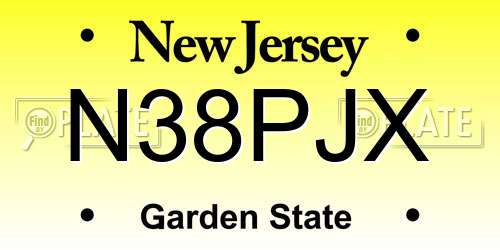 N38PJX New Jersey License Plate