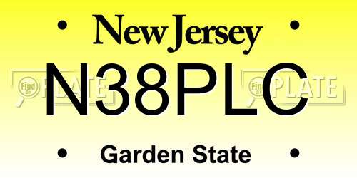 N38PLC New Jersey License Plate
