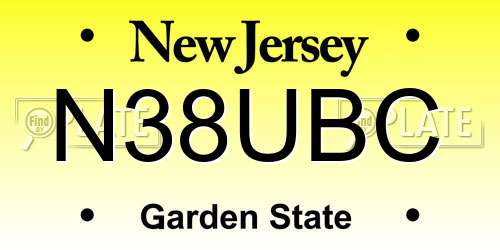 N38UBC New Jersey License Plate