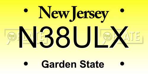 N38ULX New Jersey License Plate